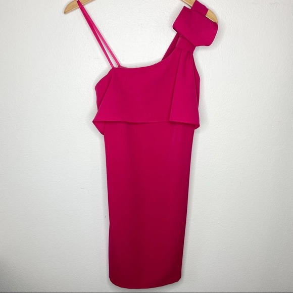 Adrianna Papell Pink One Shoulder Cocktail Dress 2 - Picture 2 of 11